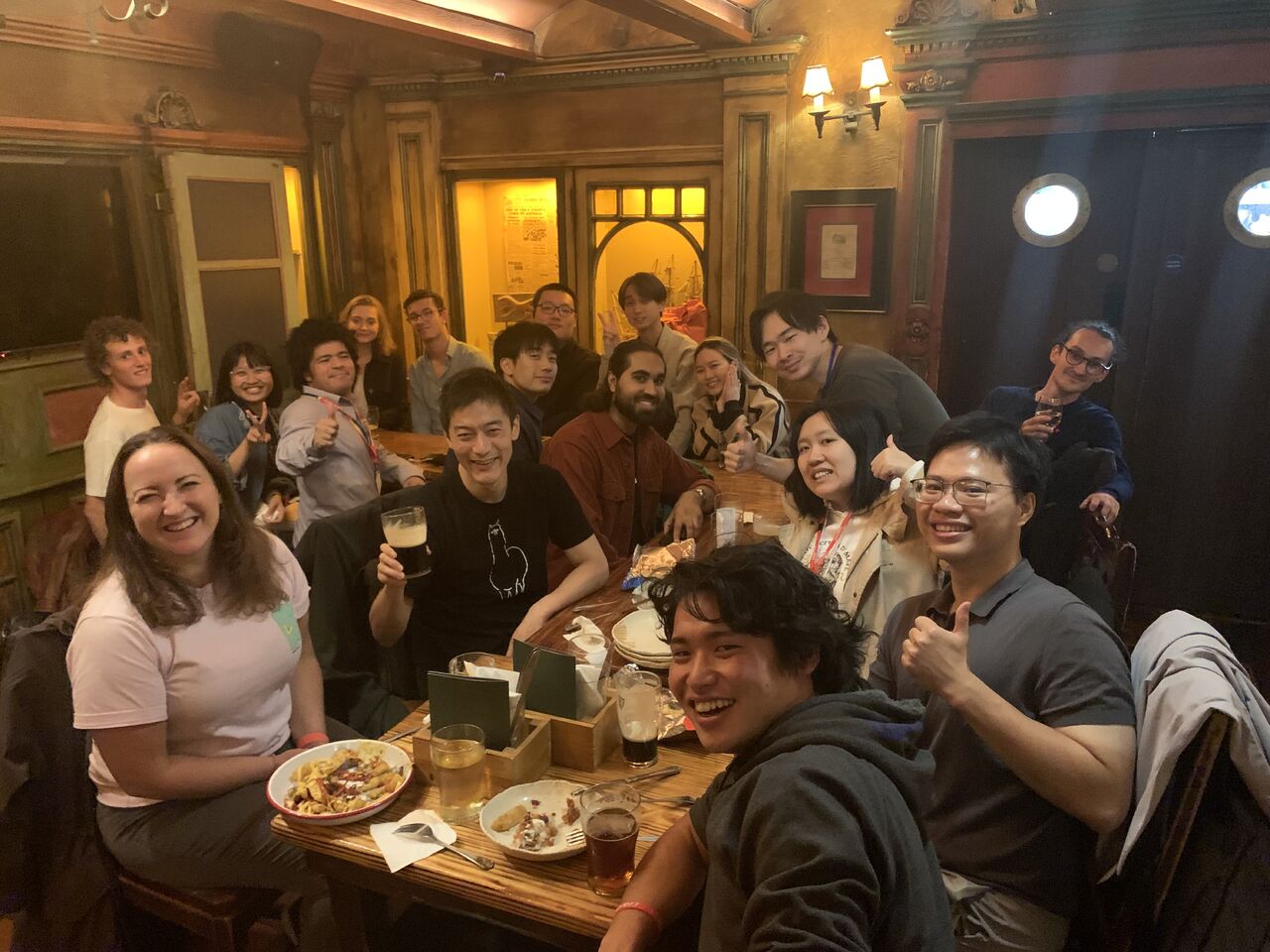 Programme participants having dinner in London